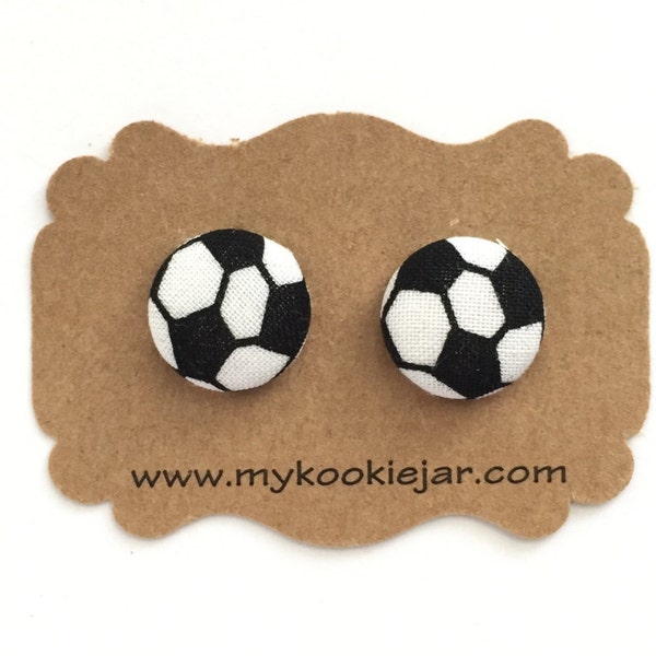 Soccer Ball Earrings, Sports Soccer Studs, World Cup Earrings, Futbol Studs, Game Day Earrings, Nickel-free Studs or Clip-ons, Lightweight