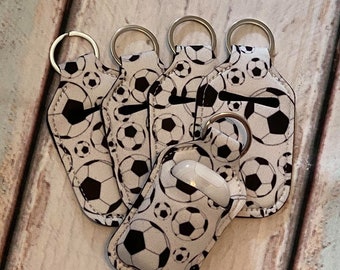 SOCCER Print Hand SANITIZER Holder Key Chain Air Pod Case AiRpOdS