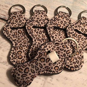 Chap stick Key Chain/ Chapstick Holder/ Lip Gloss Key Chain/ Holder CHEETAH - Quantity One