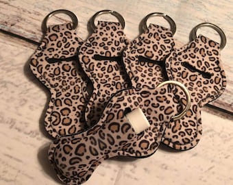 Chap stick Key Chain/ Chapstick Holder/ Lip Gloss Key Chain/ Holder CHEETAH - Quantity One