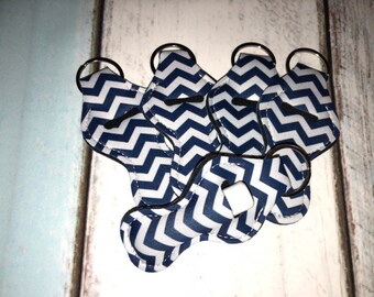 Chapstick Key Chain/ Chapstick Holder/ Lip Gloss Key Chain/ Holder Blue Line Chevron - Quantity One