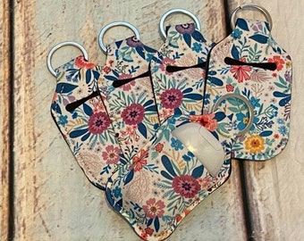 Wild FLOWERS Print HAND SANITIZER Holder Key Chain Air Pod Case - Quantity One