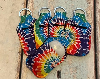 TIE - Dye Print HAND SANITIZER Holder Key Chain Air Pod Case