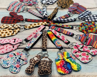 GIFT SET Chap stick holder Sanitizer holder Wristlet Key Fob Key Chain
