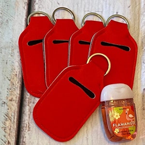 SOLID Red Print HAND SANITIZER Holder Key Chain Air Pod Case