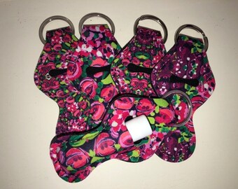PURPLE FLOWER ~ Chap stick Key Chain/ Chapstick Holder/ Lip Gloss Key Chain/ Holder - Quantity One