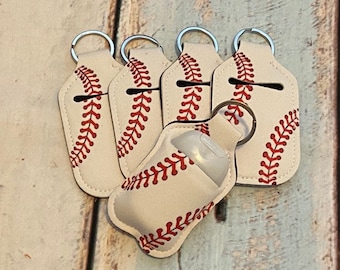 BASEBALL Print HAND SANITIZER Holder Key Chain Air Pod Case - Quantity One