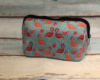 PINK FLAMINGO Print COSMETIC Bag Clutch Bag Pouch / Accessories bag