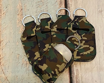 CAMO Print HAND SANITIZER Holder Key Chain Air Pod Case - Quantity One