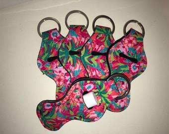FLAMINGO ~ Chap stick Key Chain/ Chapstick Holder/ Lip Gloss Key Chain/ Holder - Quantity One