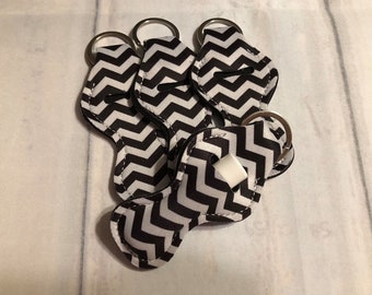 Chapstick Key Chain/ Chapstick Holder/ Lip Gloss Key Chain/ Holder BLACK CHEVRON - Quantity One