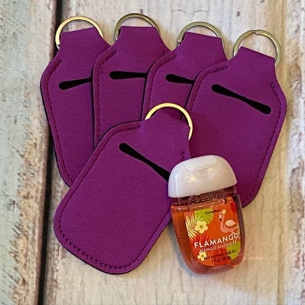 SOLID Purple Print HAND SANITIZER Holder Key Chain Air Pod Case
