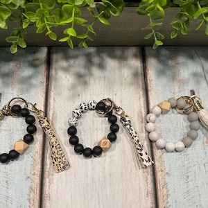 Silicone Beaded Key Chain - Wristlet Bracelet Bridesmaid Mothers Day Gift  Birthday