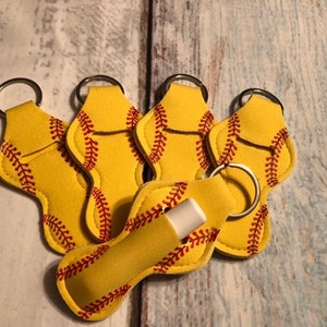 Chapstick Key Chain/ Chapstick Holder/ Lip Gloss Key Chain/ Holder Sports SOFTBALL - Quantity One