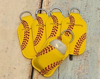 SOFTBALL Print HAND SANITIZER Holder Key Chain Air Pod Case