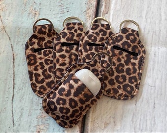 LEOPARD Print HAND SANITIZER Holder Key Chain Air Pod Case - Quantity One