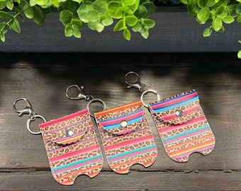 SaLE ~ Faux Leather SERAPE LEOPARD Print SANITIZER holder with Claw Clasp - Quantity One