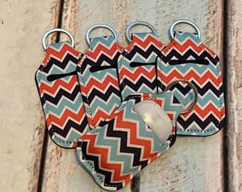 MULTI - Chevron Print HAND SANITIZER Holder Key Chain Air Pod Case - Quantity One