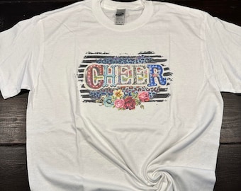 CLEARANCE - SALE ~ CHEER Shirt Tshirt CheerLeader White Tshirt - Size Medium