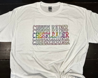 CLEARANCE - SALE ~ CHEER Shirt Tshirt CheerLeader White Tshirt - Size Large