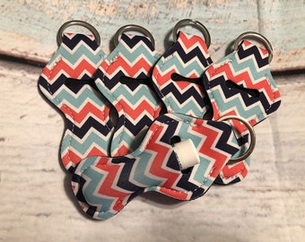 Chapstick Key Chain/ Chapstick Holder/ Lip Gloss Key Chain/ Holder MULTI COLOR CHEVRON - Quantity One