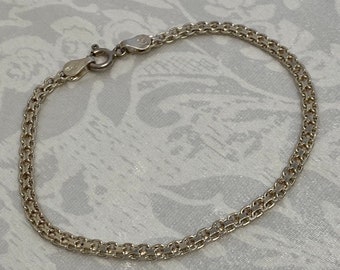 Vintage 925 Sterling Silver and Gold tone Herringbone Weave Tennis Bracelet