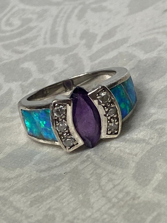 Amethyst and blue hotsell fire opal rings