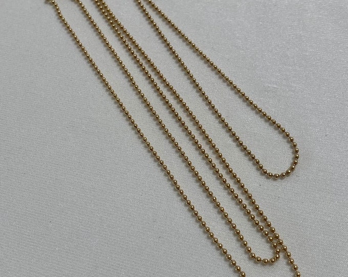 14k Gold Solid Yellow Gold 1mm Bead Ball Link Chain Necklace - Etsy