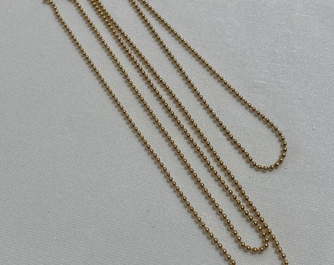 14k Gold Solid Yellow Gold 1mm Bead Ball Link Chain Necklace Etsy