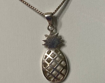 Sterling Silver 925 Pineapple Pendant Necklace Jewelry Gift 16 Inch