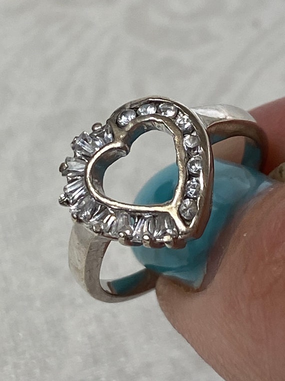 Sterling Silver 925 Multi Cz Heart Ring Size 7 Je… - image 1
