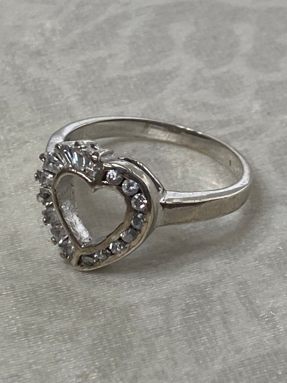 Sterling Silver 925 Multi Cz Heart Ring Size 7 Je… - image 3