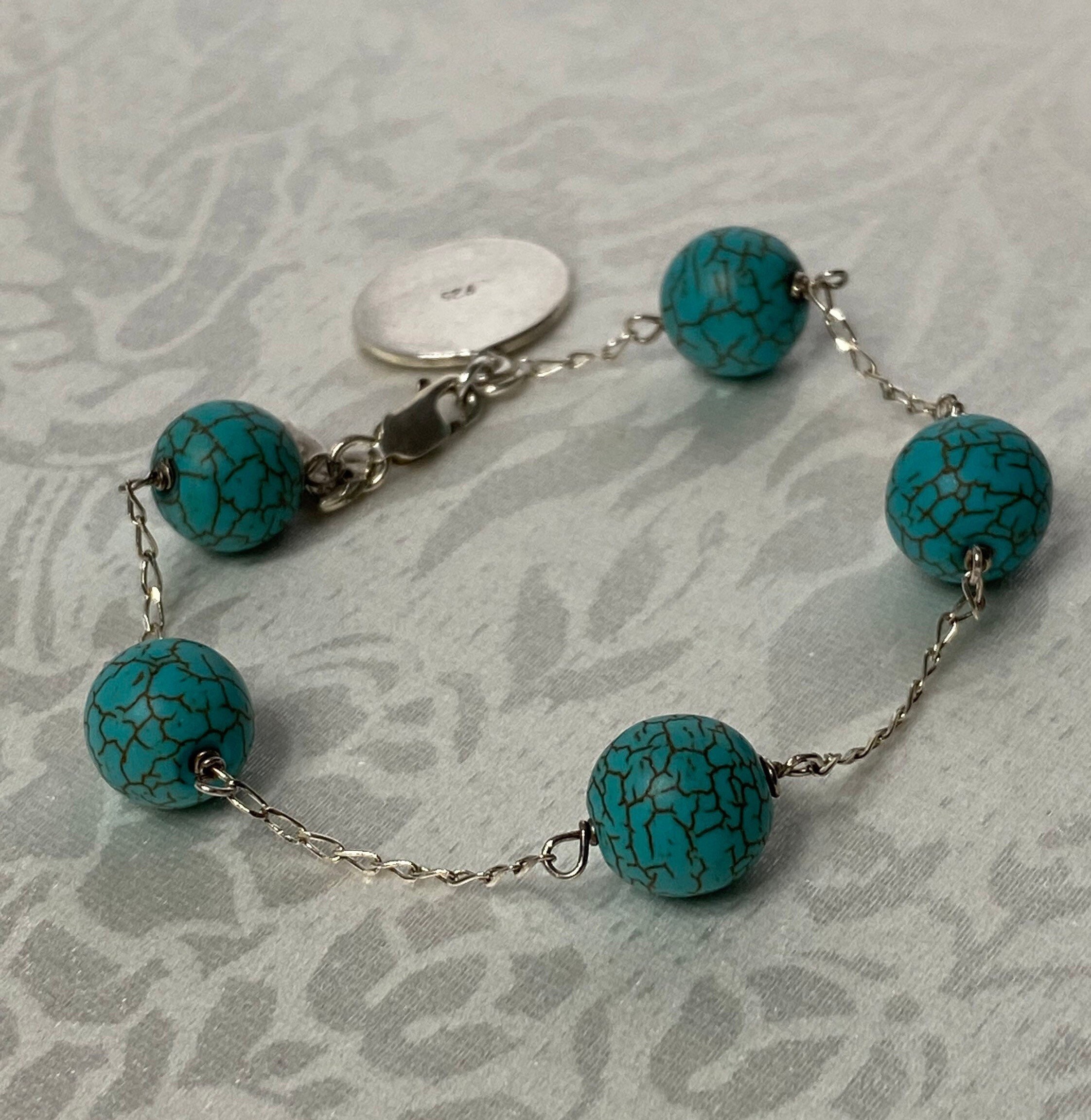 Exquisite Turquoise Jewelry for Men | Silver Turquoise Beaded Bracelets 10mm