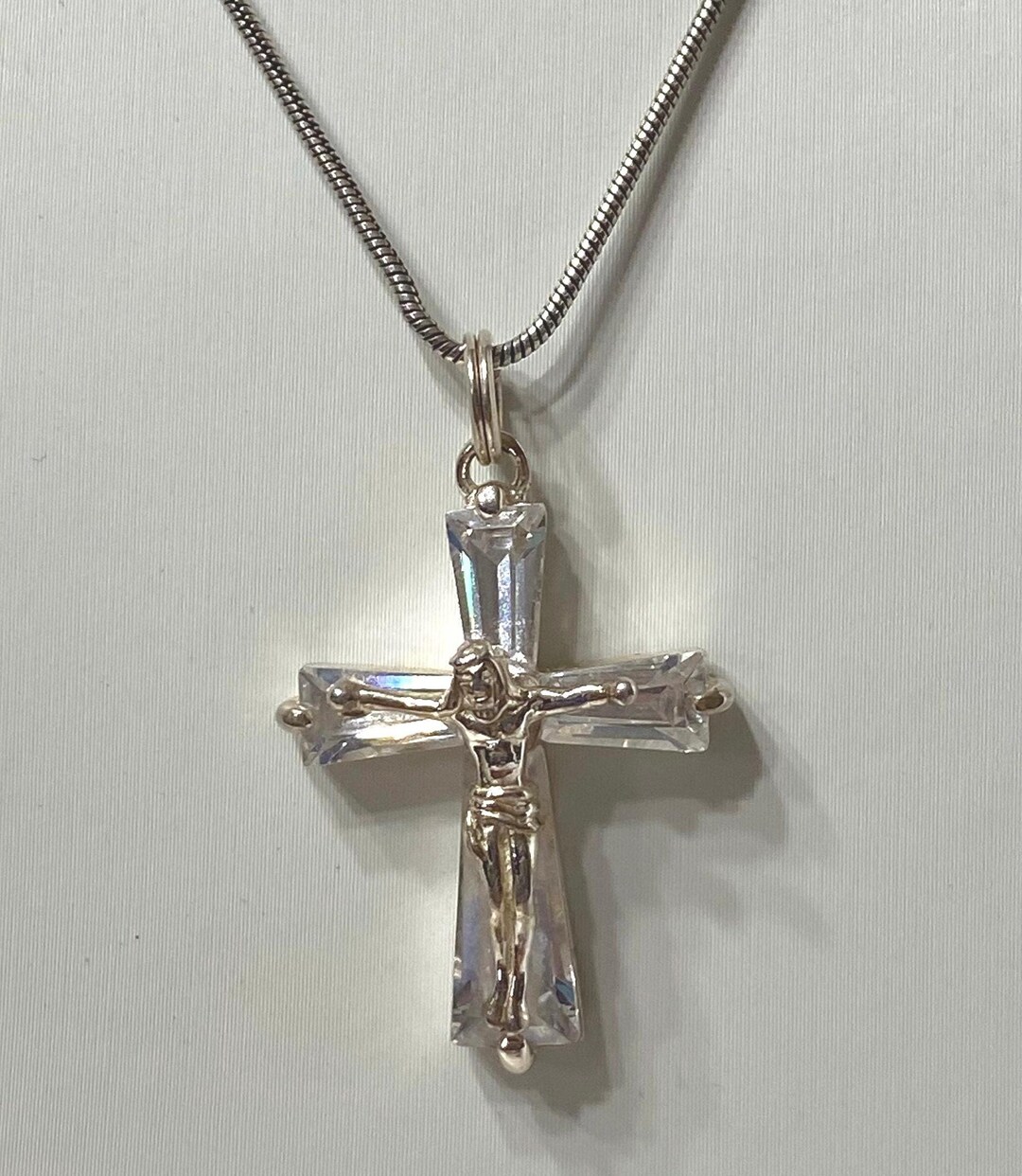 Sterling Silver 925 Crucifix Cross Pendant Necklace Religious Jewelry ...