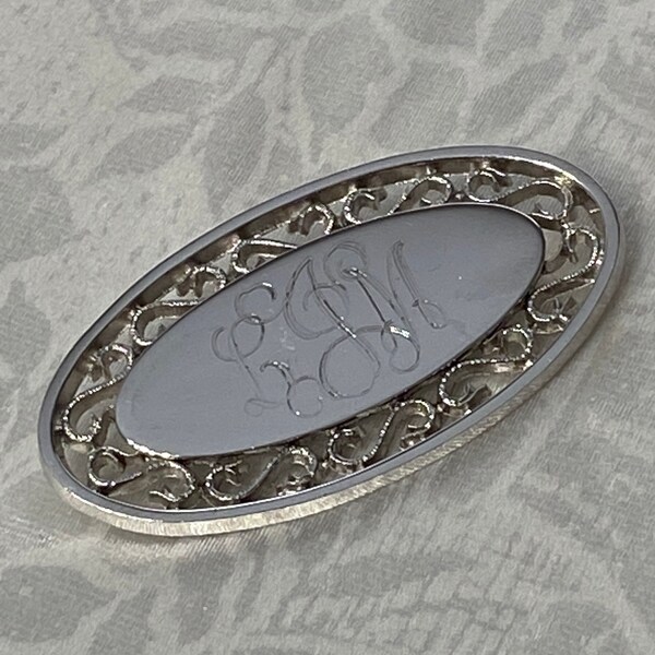 Vintage Sterling Silver 925 Fancy Initial LJM Brooch Pin Jewelry Gift Anson Sterling Personalized