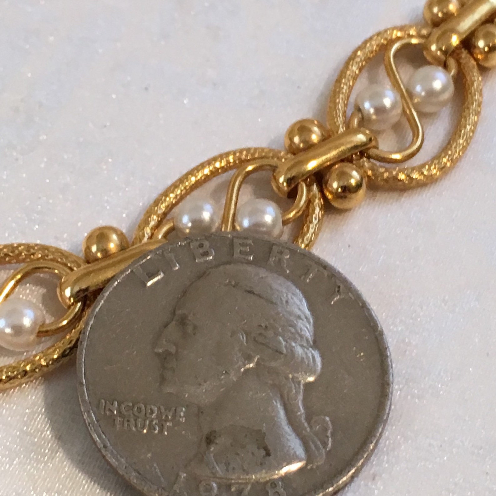 Vintage Signed LR Lady Remington F Pearl Link Chain Necklace Etsy