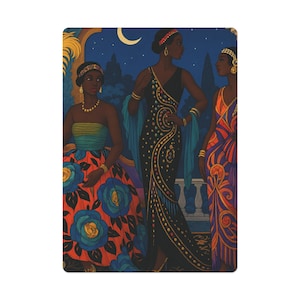 Cartes de poker art déco afro-américaines colorées, cartes à jouer de style vintage