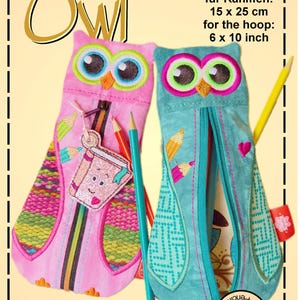 Estuche para lápices de 15 x 25 cm (6 x 10 pulgadas) Búho ITH
