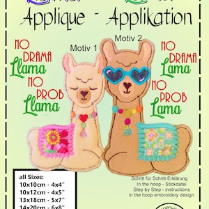 Llama-Lama - Applikationen - 7 Größen - 2 Motive + Schriften