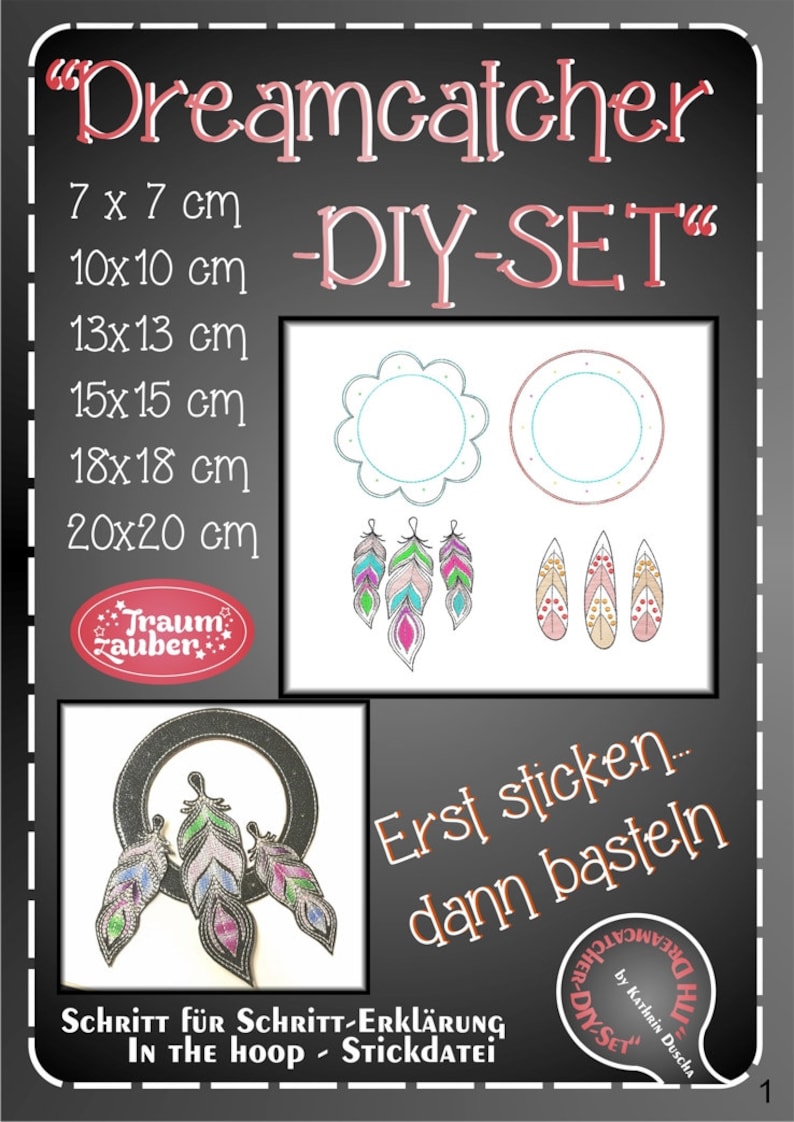 Dreamcatcher-DIY-Set sticken und basteln 13x13 cm Bild 5