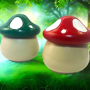 Handmade Concrete Mushroom Stash Jar: Cottagecore Trinket Container