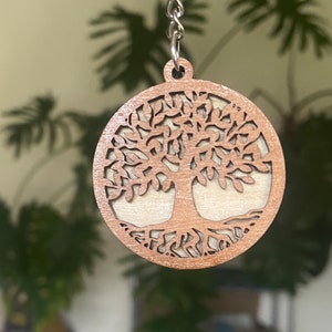 Wooden Tree of Life Keychain: Boho Rustic Charm - Etsy