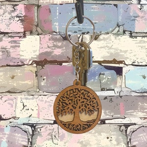 Wooden Tree of Life Keychain: Boho Rustic Charm - Etsy