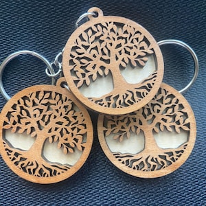 Tree of Life Keychain Wood 1.5 inch | Nature Inspired | Boho | Rustic Accessories | Tree Gifts | Wooden Charm