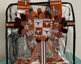 Hand-Decorated Clear Stadium Approved Totes In University of Texas Theme