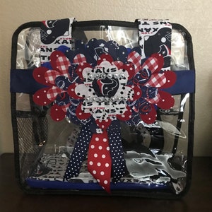 Hand-Decorated Clear Stadium Tote in Houston Texans Theme