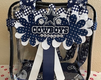 Hand-Decorated Clear Stadium Tote in Dallas Cowboy Theme