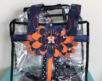 Hand-Decorated Clear Stadium Tote in Houston Astros Theme