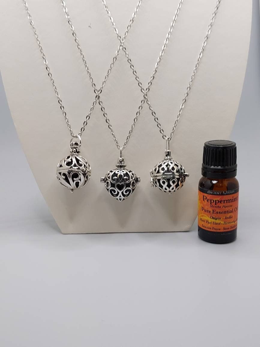 Essential Oil Necklace Pendant Diffuser Locket Black Lava - Etsy