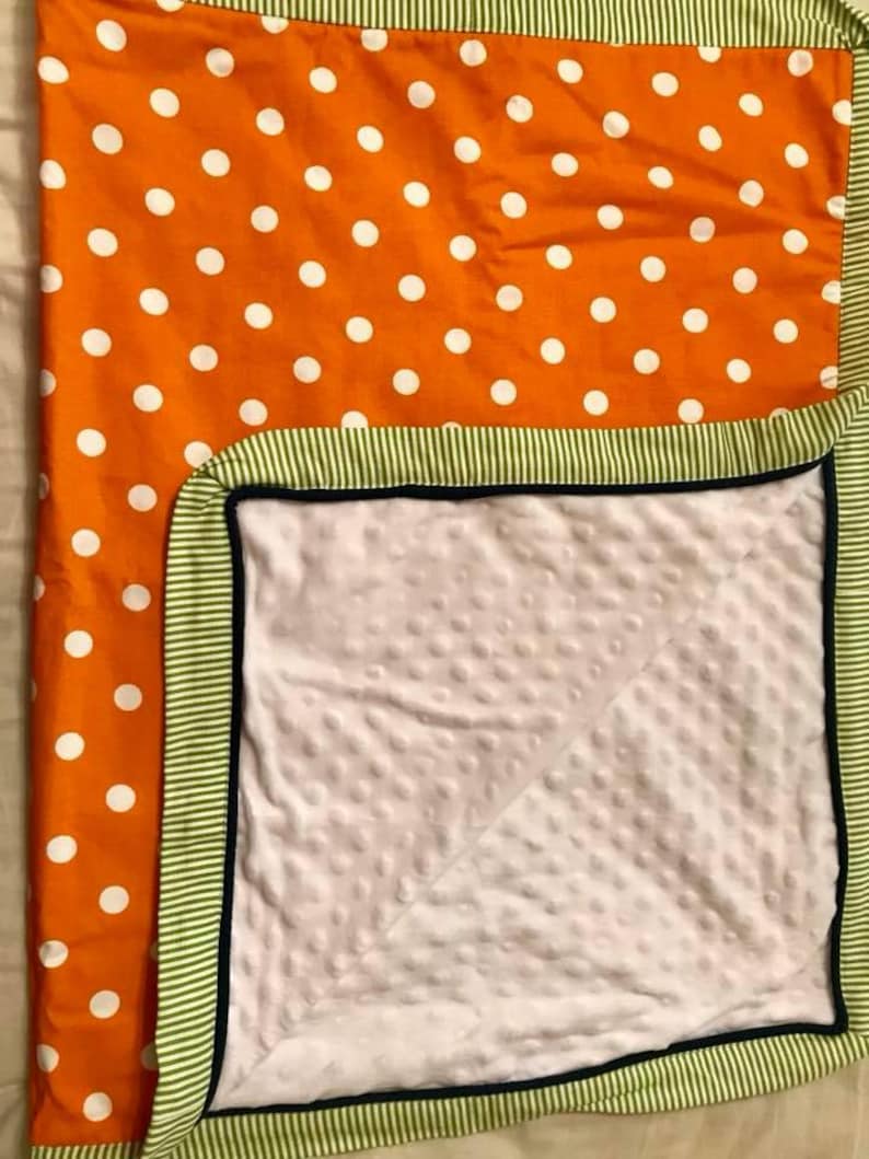 Minky Baby Blanket Crib Blanket Baby Gift Stroller Blanket Orange crib bedding Baby Blankets Kids Minky Polk a Dot Blanket